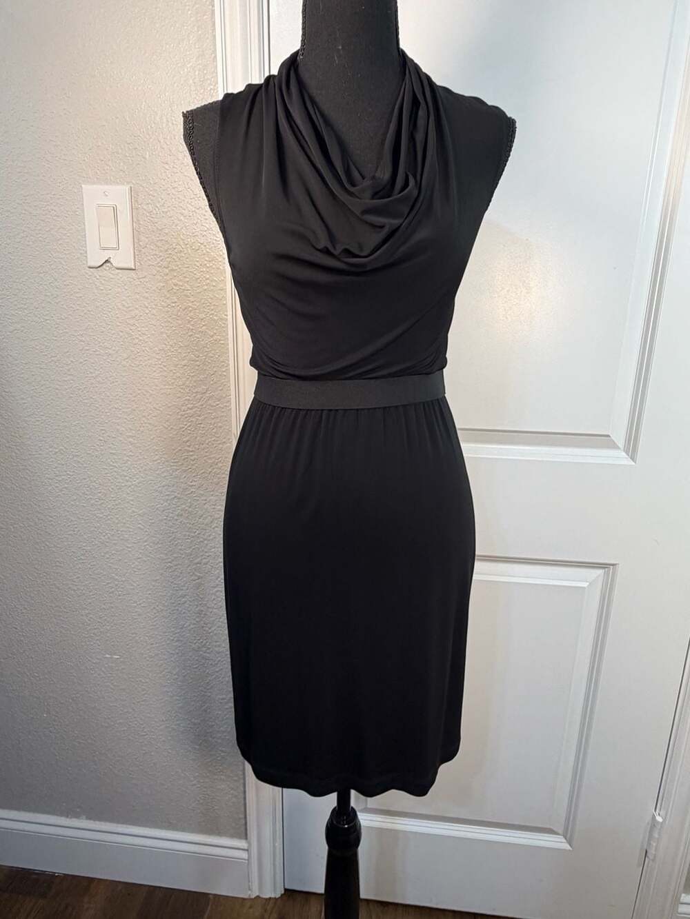 Theory Black Sleeveless Cowl Neck Midi Dress Size 0